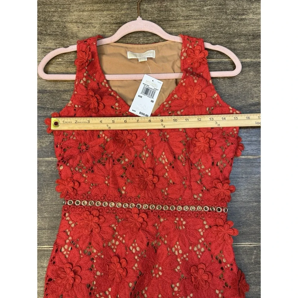 MICHAEL Michael Kors Floral‎ Appliqué Lace Dress 3D Party Cocktail Coquette Twee